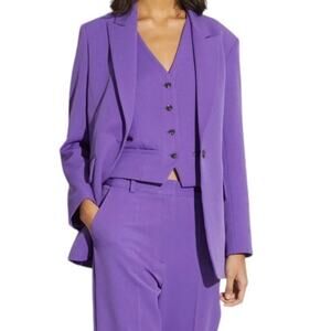 Tuckernuck Saint Art Gia Blazer Single Breasted Long Sleeve Jacket, Royal Purple